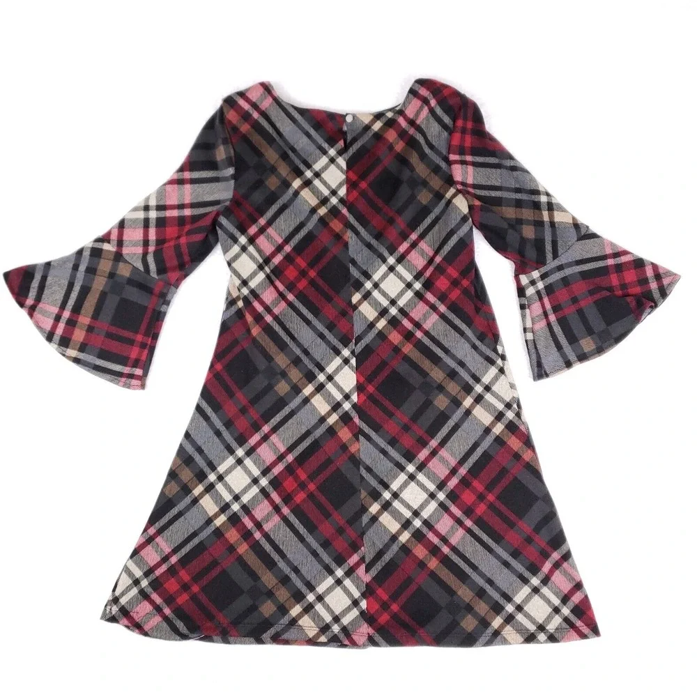 La Nouvelle Renaissance Plaid Bell Sleeve Mini Dress Women Small Academia Grunge